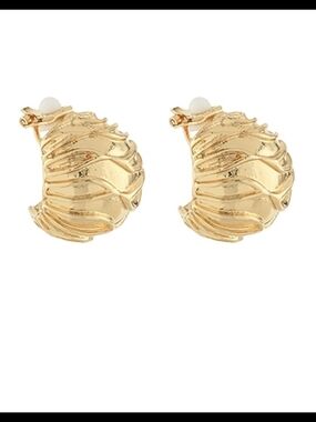 Gold Sculpted Dome Clip-On Earrings